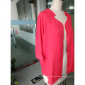 Spring Bright Pink Attractive Long Sleeve Standing Collar Ladies Shirt